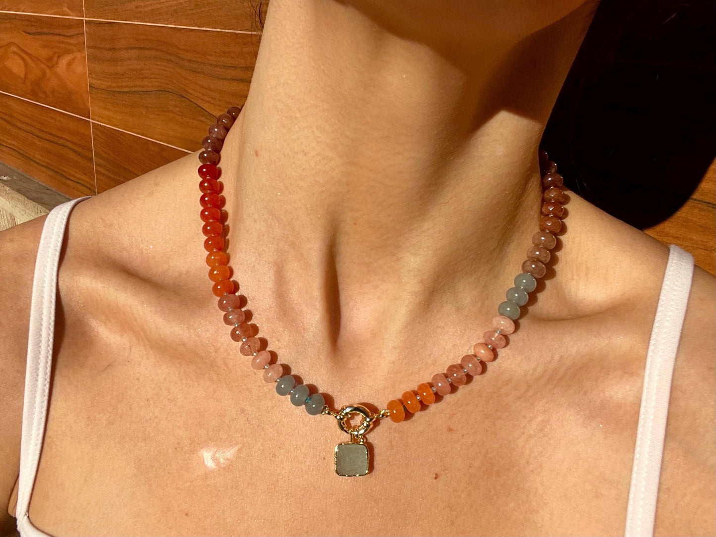 Montessori Girl - Stone Beaded Necklace with 14K GF Enhancer Clasp