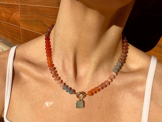 Montessori Girl - Stone Beaded Necklace with 14K GF Enhancer Clasp