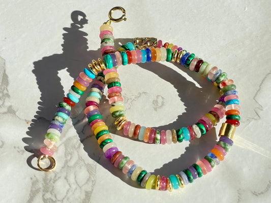 Cleopatra’s New Groove - Multicolor Heishi Gemstone and 14k GF Necklace