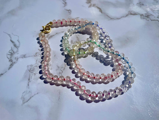 Slurpee Machine Meltdown - Hand Knotted Rainbow Silk and Quartz
