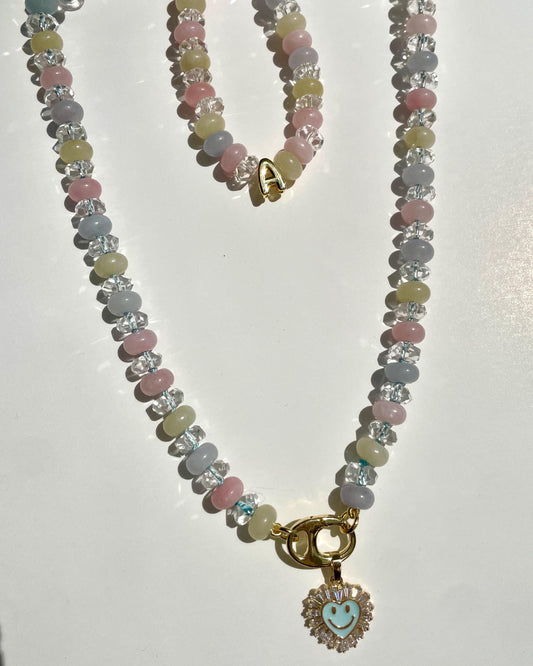 Happy Hoppy | Faceted Quartz and Pastel Jade Gemstone Candy Necklace