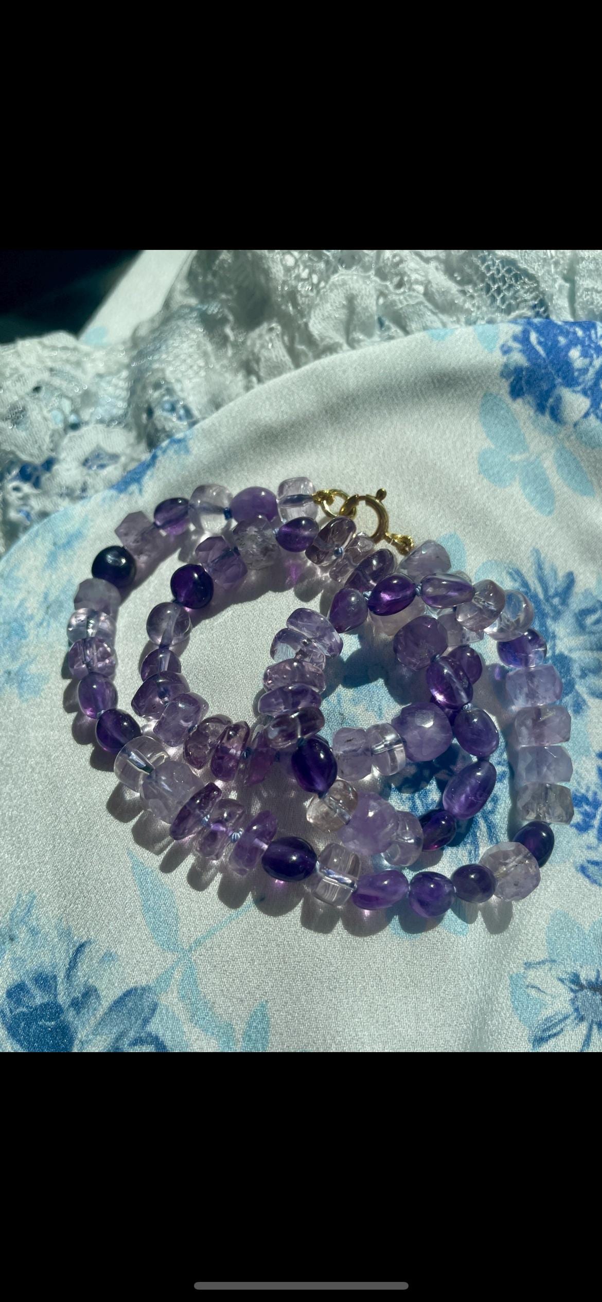 Amethyst Jigsaw Puzzle Hand Knotted Gemstone Candy Necklace