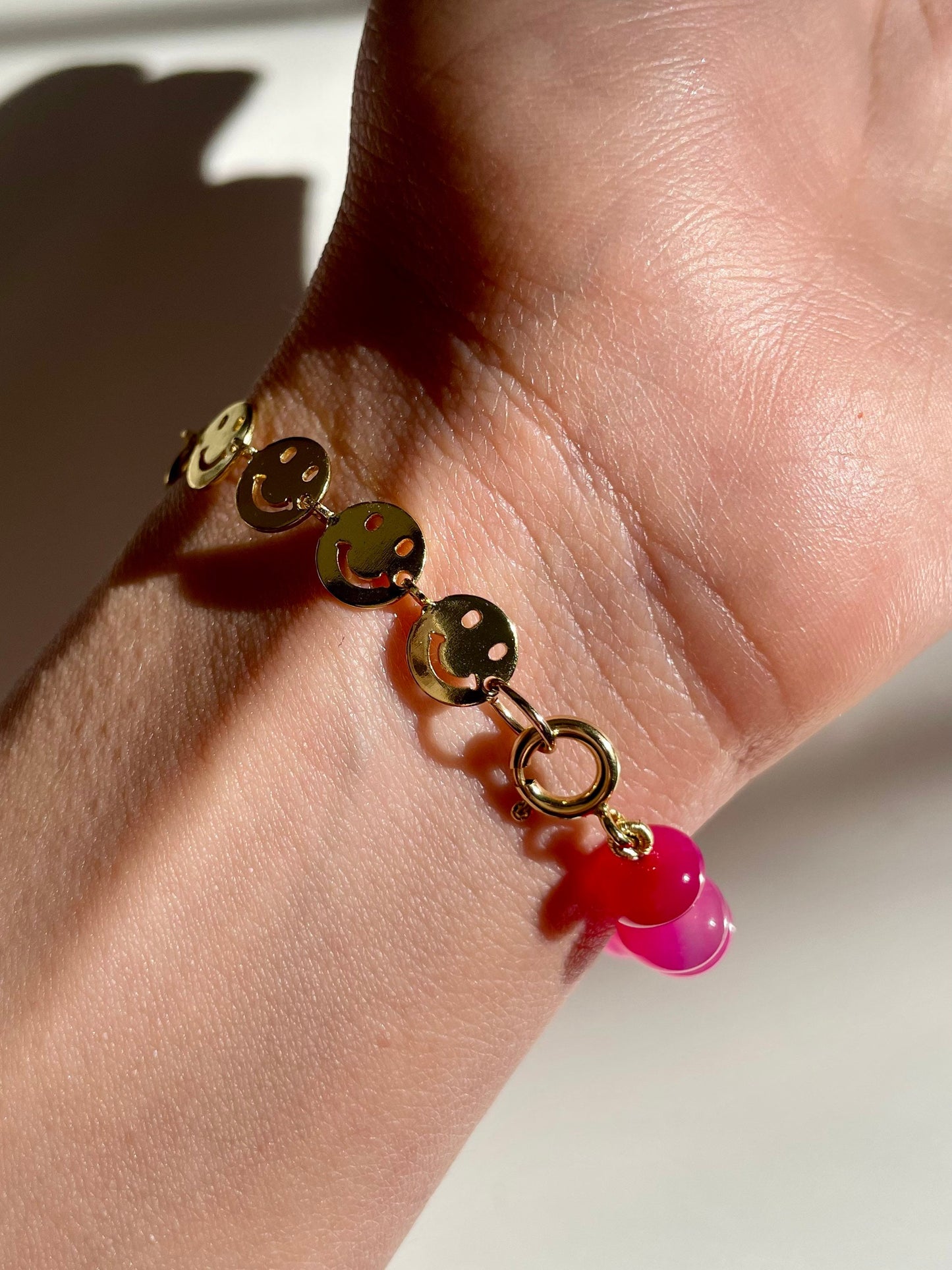 Smiley Season - Agate & Smiley Chain Bracelet