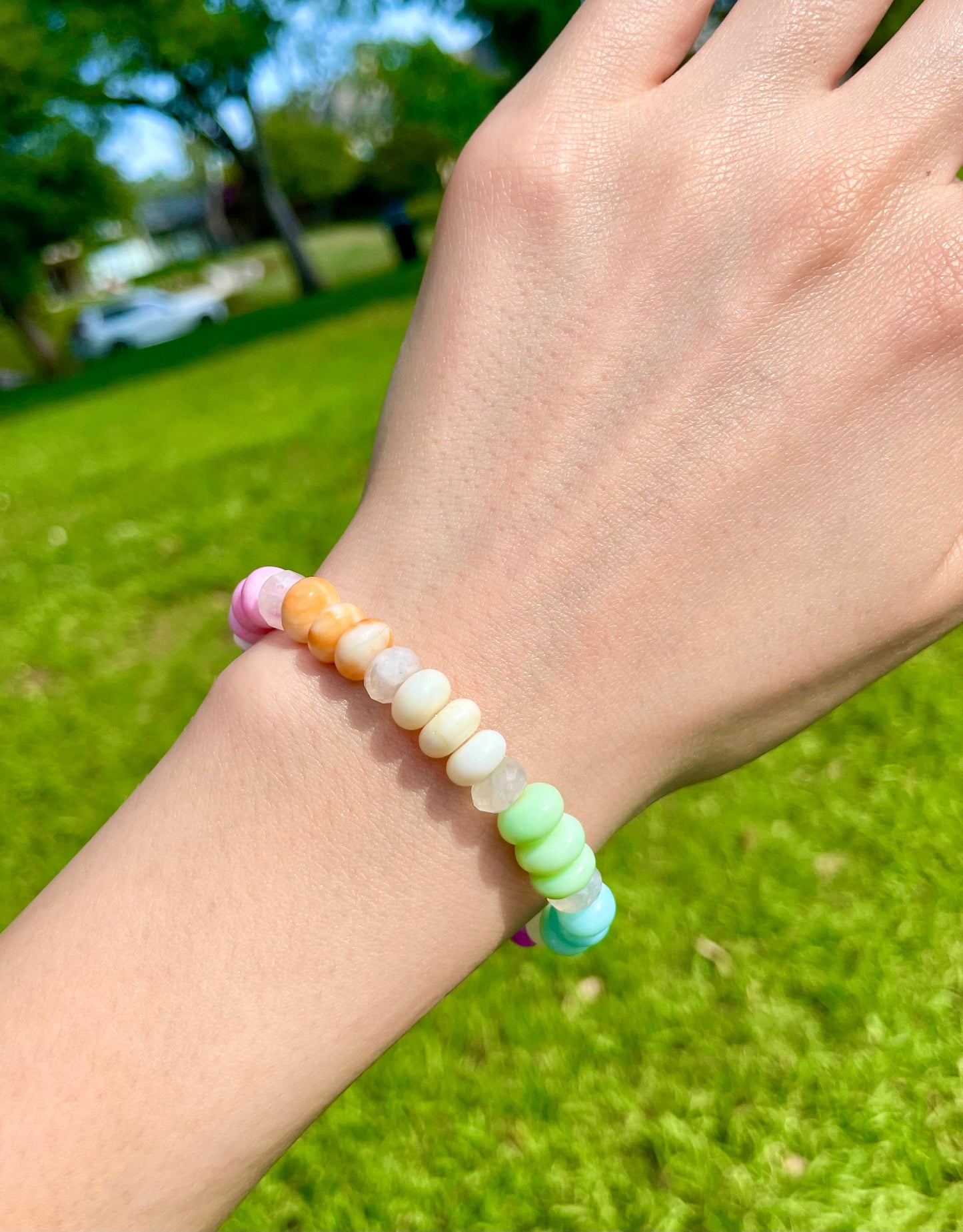 Spring Fling Bracelet - Rainbow Neon Opals & Moonstone