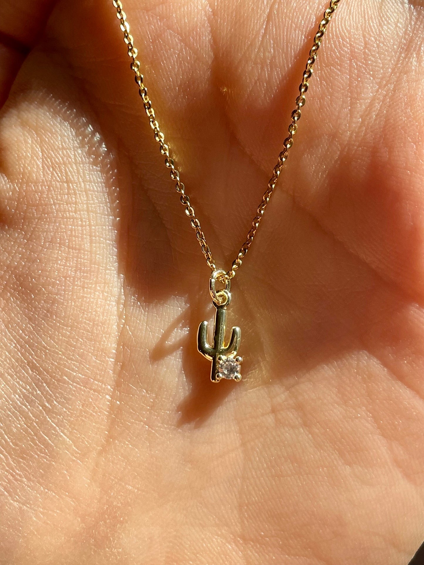Prickly Little Thing - 14K Gold Filled Cactus Charm Pendant on Adjustable Chain