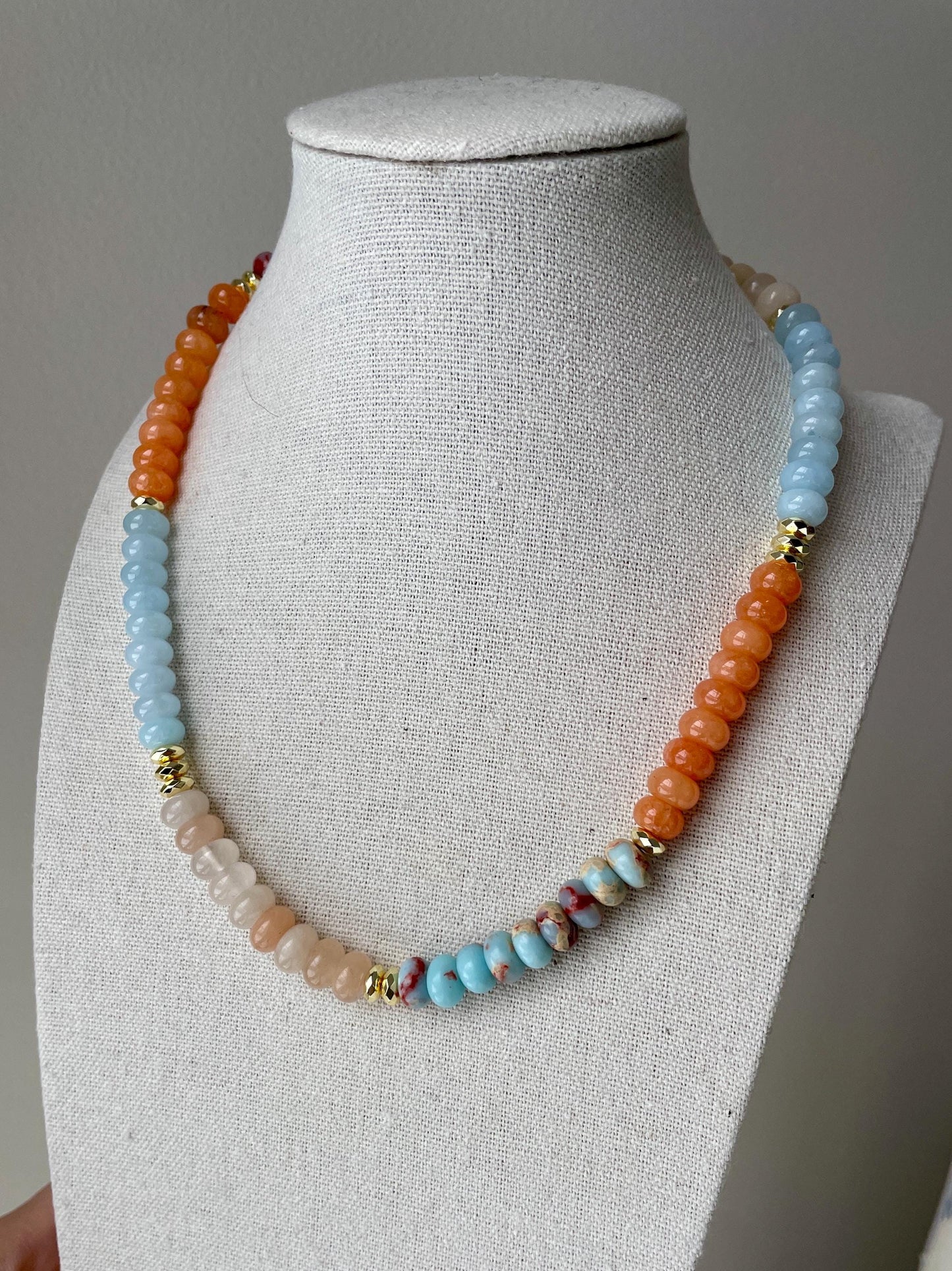 Beach Day - Colorblocked Stone Beaded Necklace