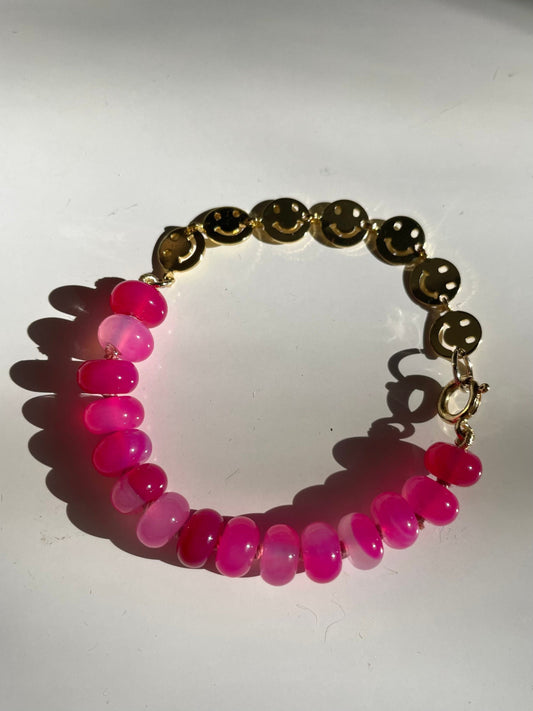 Smiley Season - Agate & Smiley Chain Bracelet