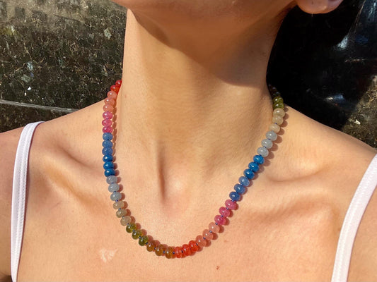 Berkshire Baroness- Rainbow Stone Beaded Necklace with 14K GF Enhancer Clasp