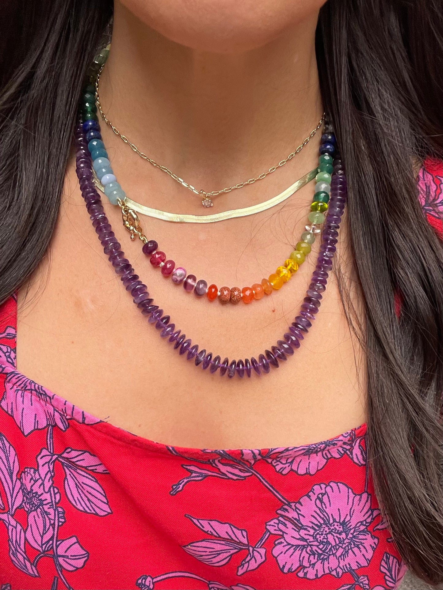 Kim Kelly’s Amethyst Candy Necklace | Hand Knotted | Sterling Silver | 21”