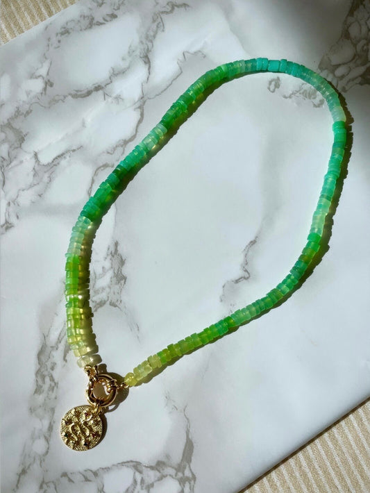 Magically Delicious - Chryso Chalcedony Ombré Gemstone Necklace