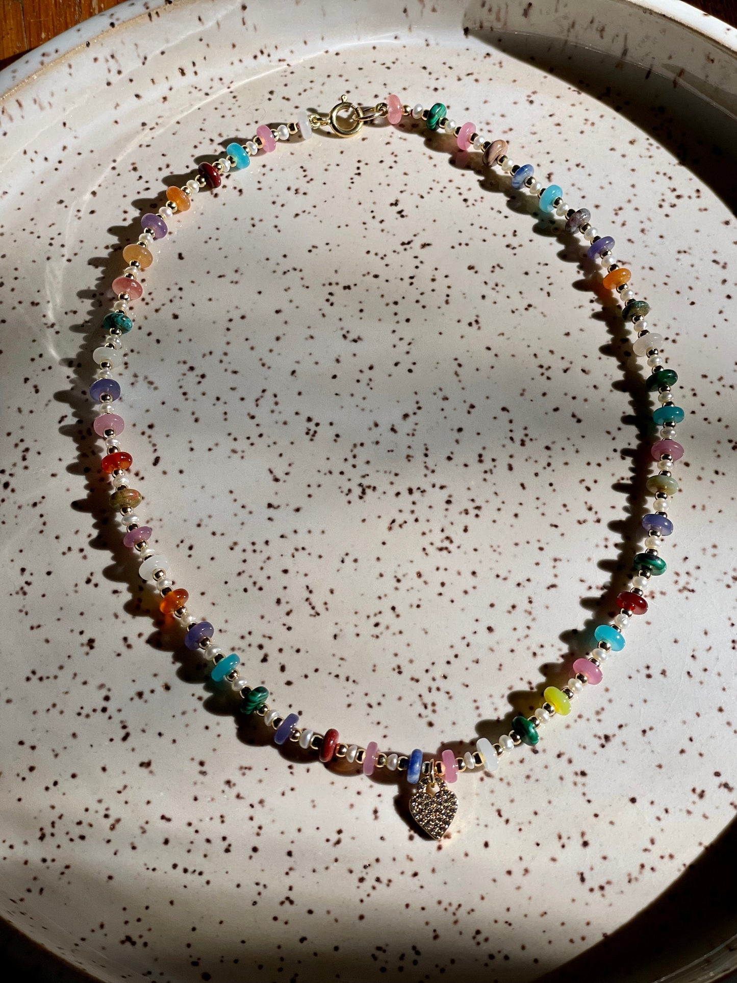 Little Love - Heishi Gemstone and Pearl Necklace