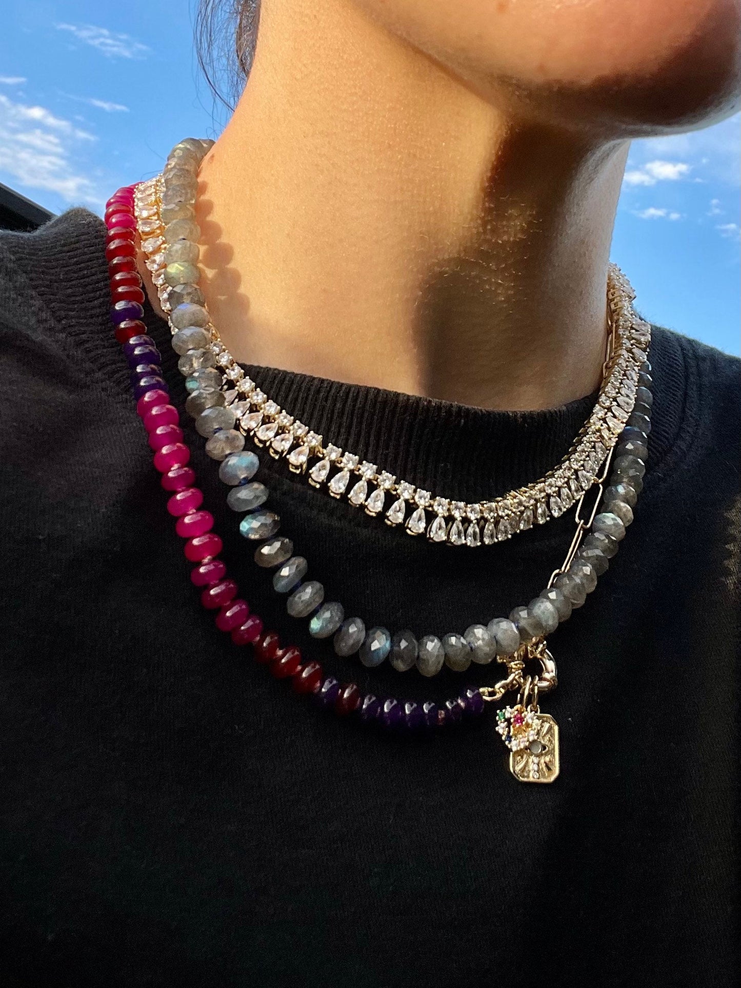 Recess on the BlackTop Labradorite Gemstone Candy Necklace | 18”