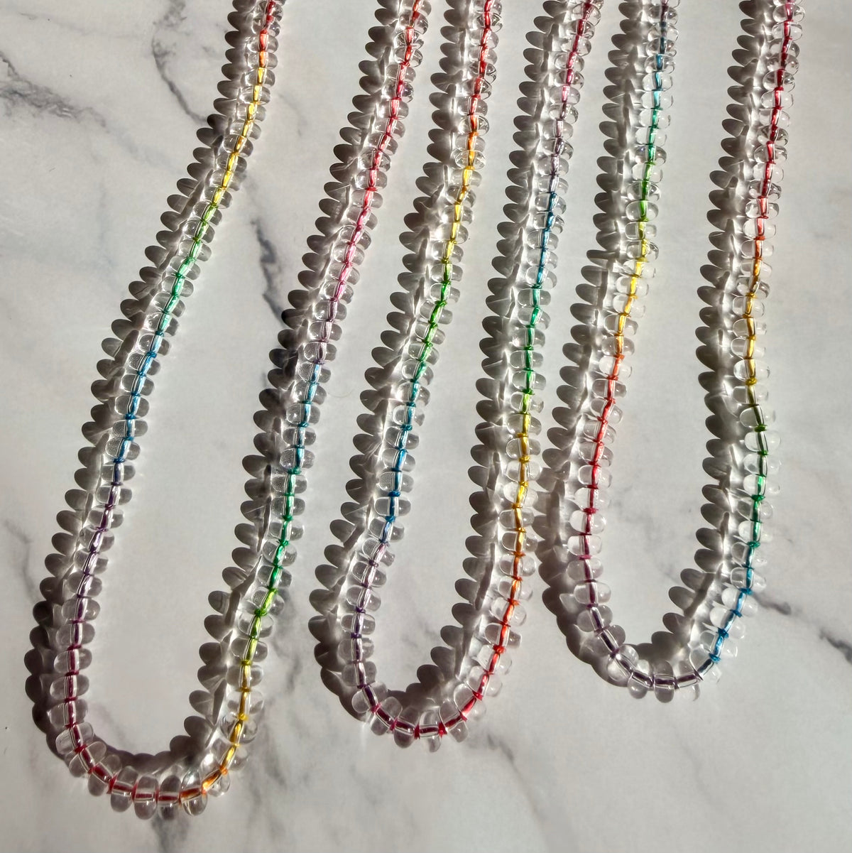 Slurpee Machine Meltdown - Hand Knotted Rainbow Silk Quartz Necklace