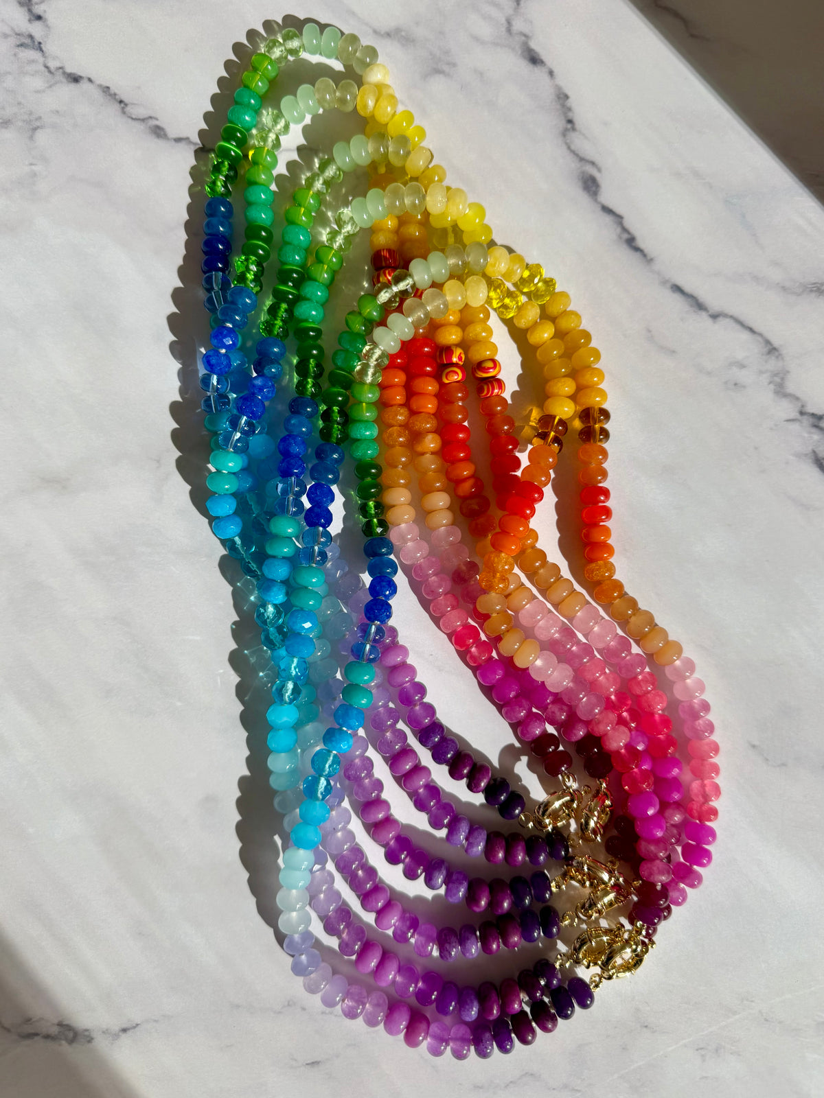 King Size Skittles - Rainbow Gemstone Candy Necklace with Enhancer Clasp