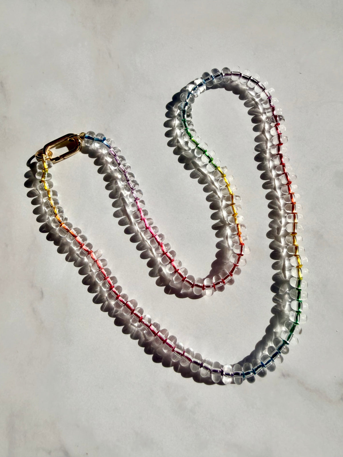 Slurpee Machine Meltdown - Hand Knotted Rainbow Silk Quartz Necklace