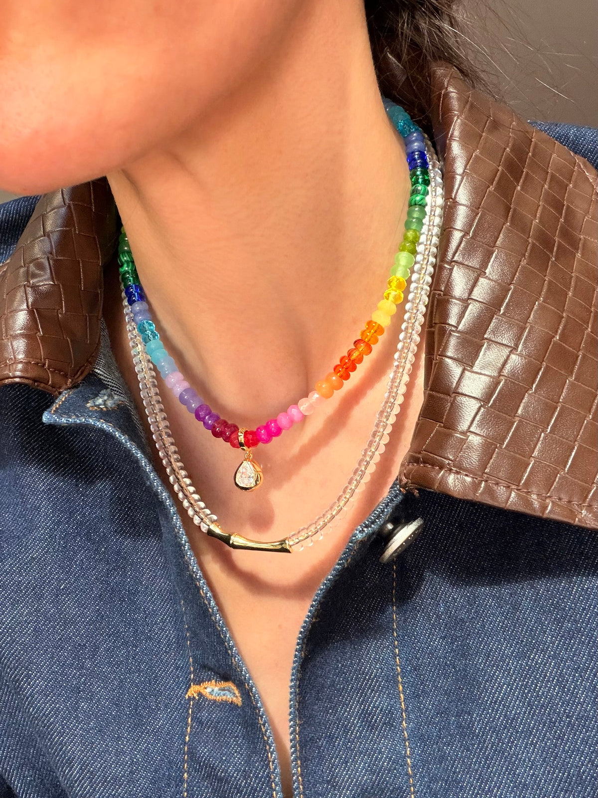 Lil Icee Bamboozle - Quartz Gemstone Adjustable Slider 14K GF Chain Necklace