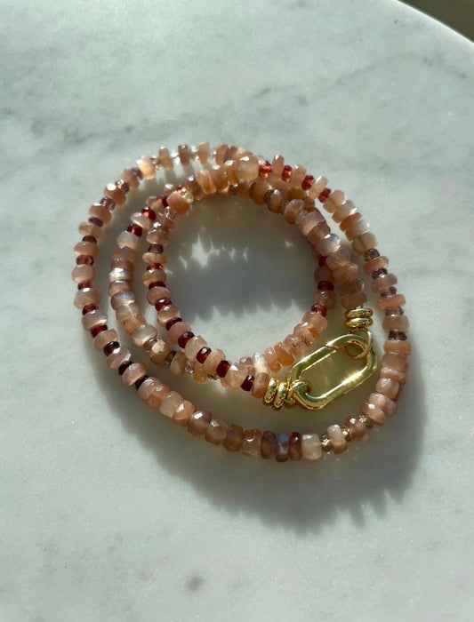 Hot Cocoa - Chocolate Moonsotne and Sapphire Gemstone Choker