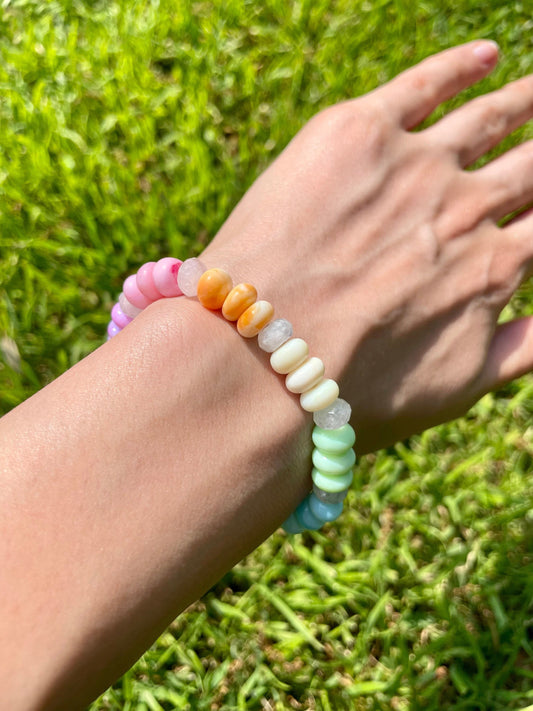 Spring Fling Bracelet - Rainbow Neon Opals & Moonstone