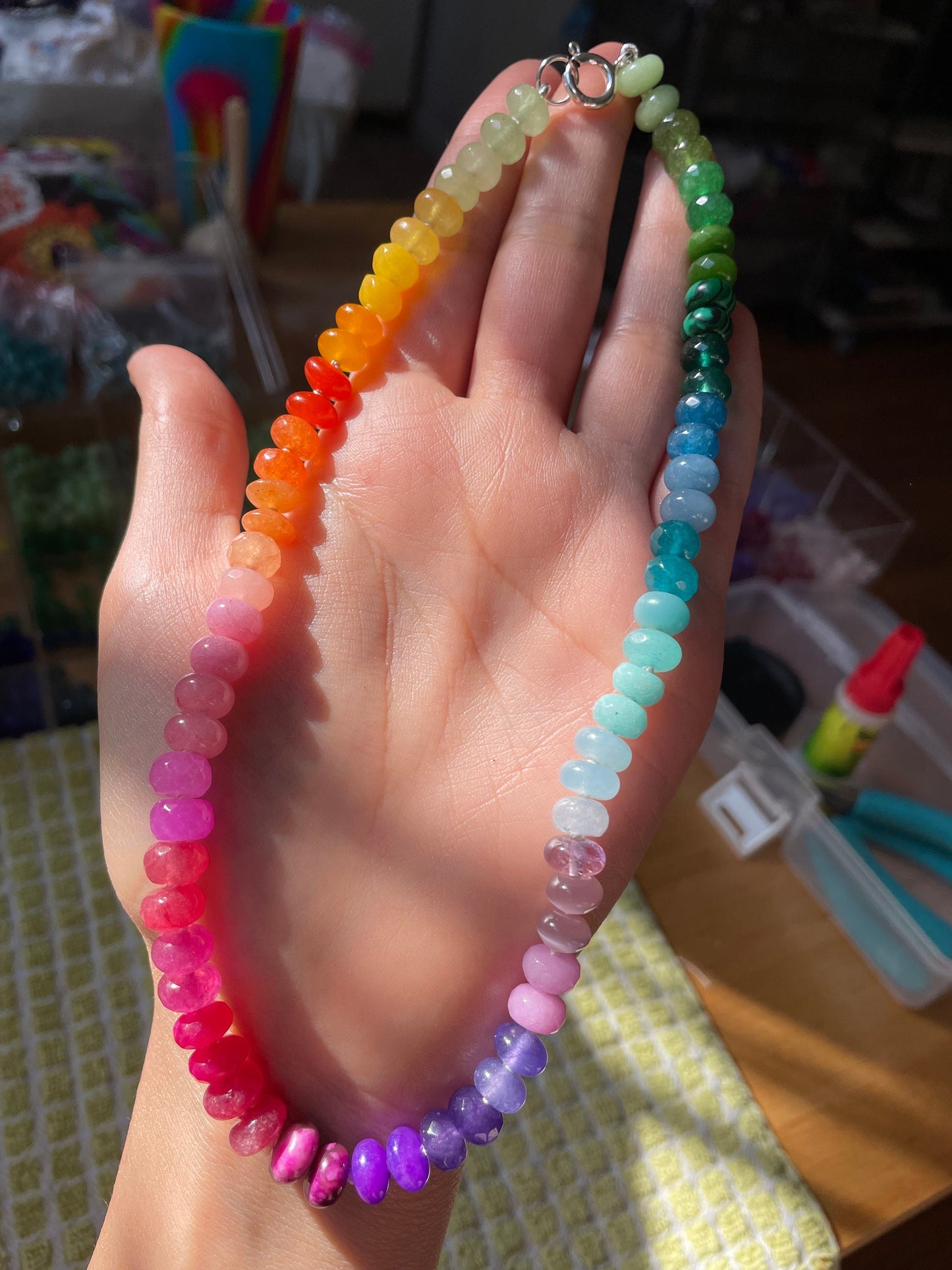 Skittles, Taste the Rainbow - Hand Knotted Gemstone Candy Necklace