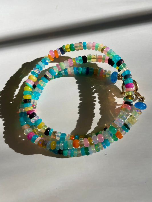 Lite Brite Rainbow Ethiopian Opal Necklace