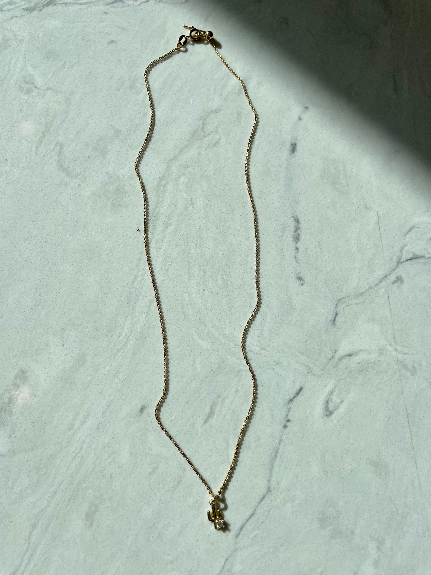 Prickly Little Thing - 14K Gold Filled Cactus Charm Pendant on Adjustable Chain