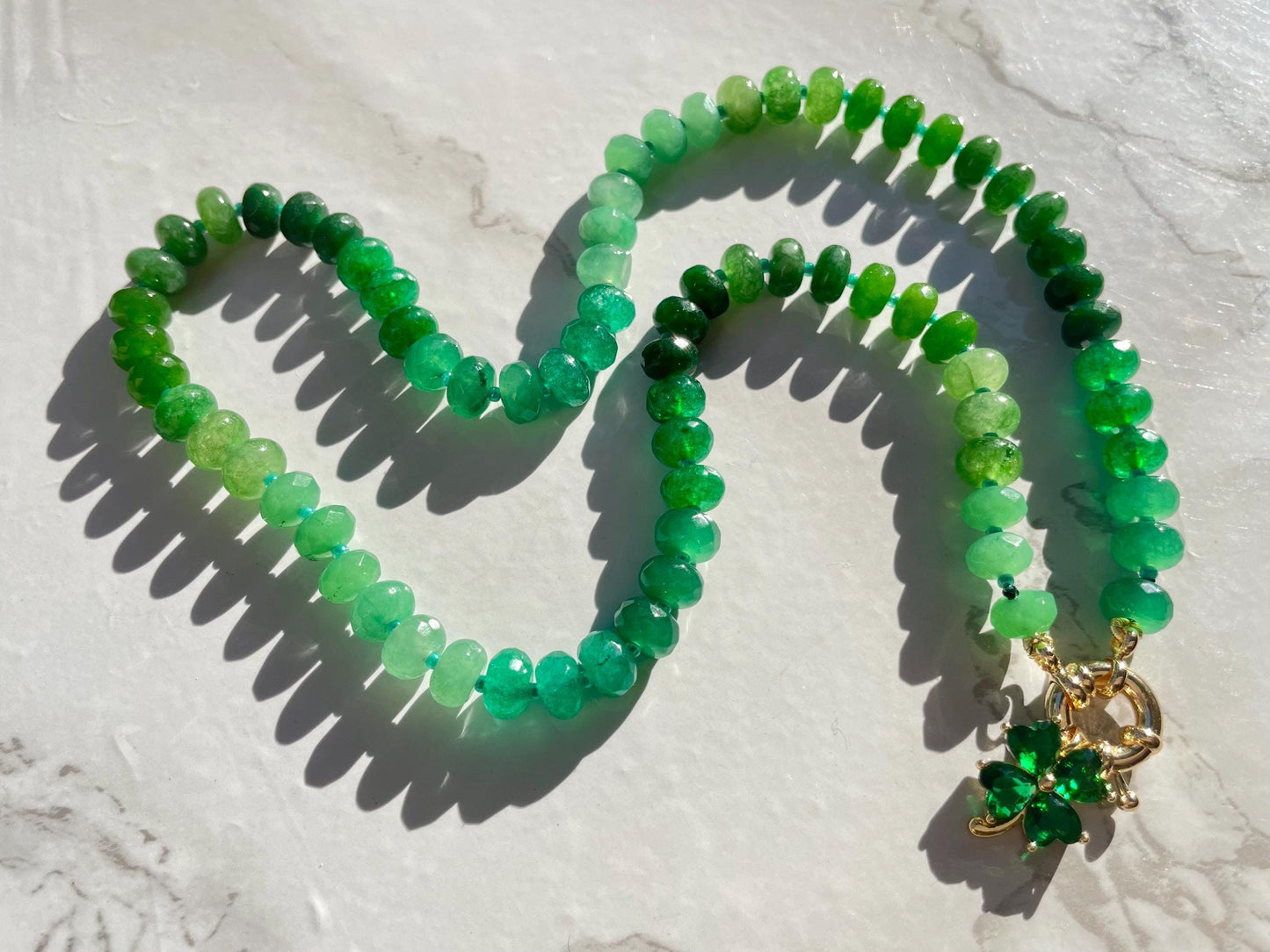 Green Machine - Rainbow Stone Beaded Necklace with 14K GF Enhancer Clasp