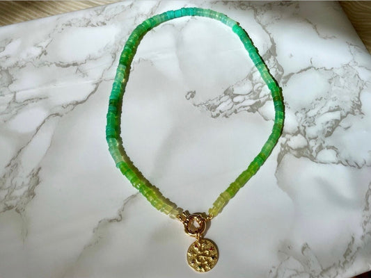 Magically Delicious - Chryso Chalcedony Ombré Gemstone Necklace