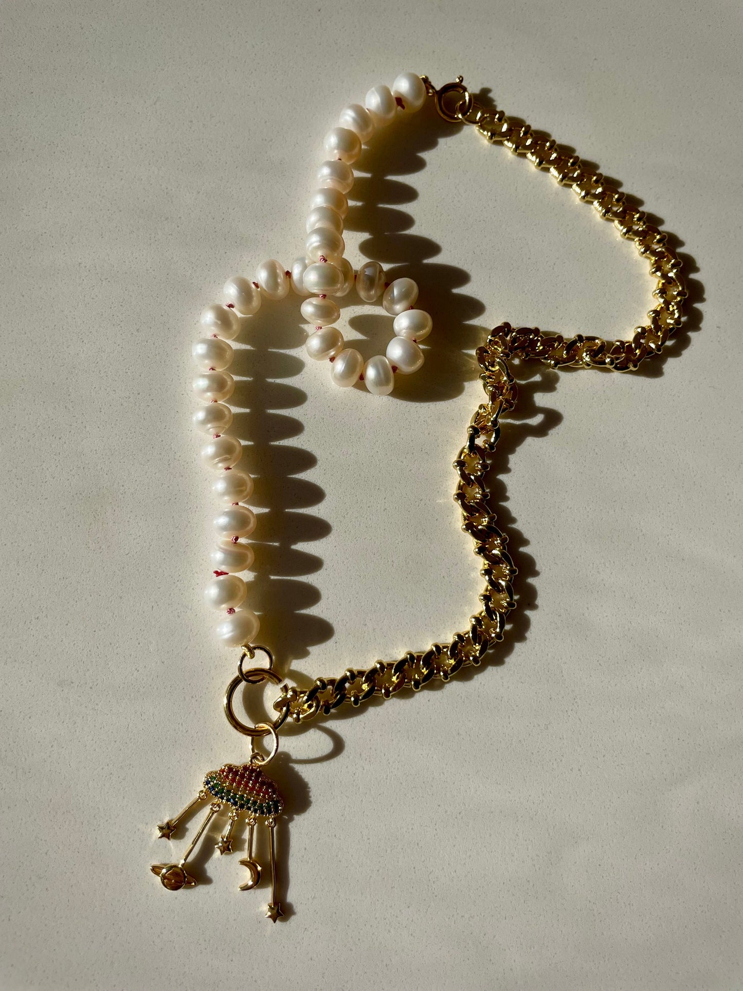 My Parade - Freshwater Pearl and Galaxy Rainbow Necklace