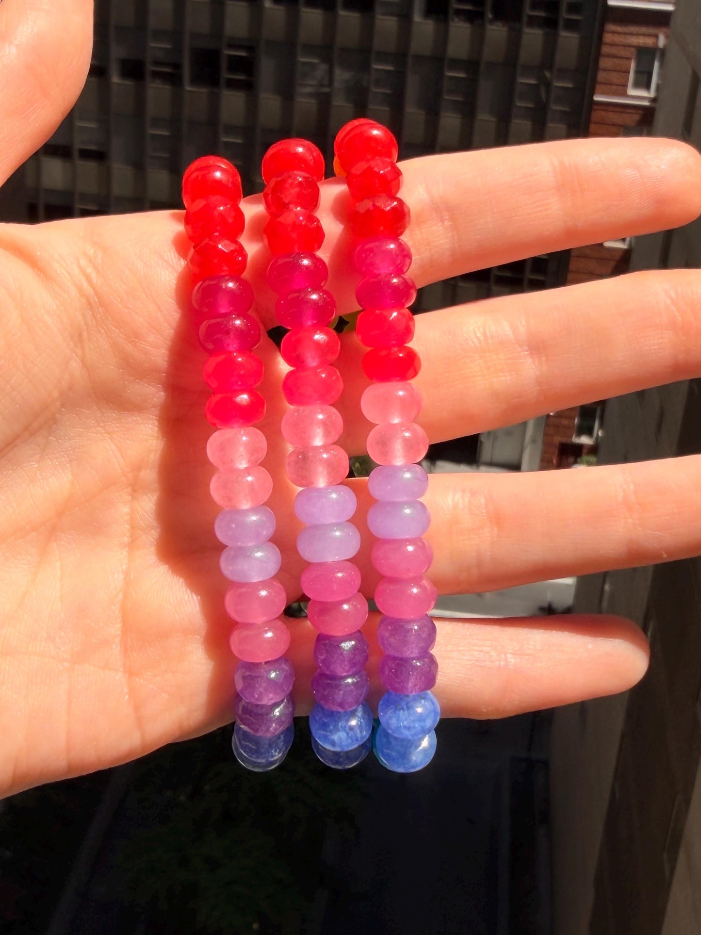 Sno Cone - Rainbow Colorblocked Gemstone Candy Bracelet