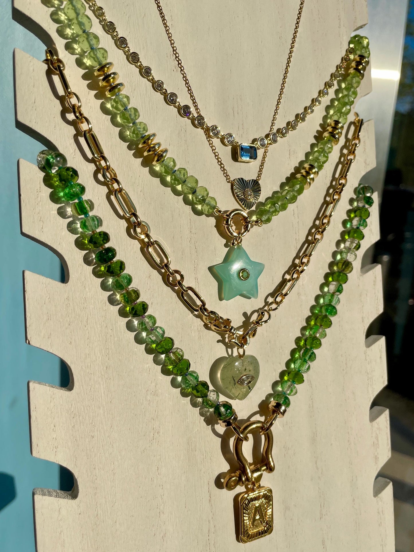 Juicy Juice 2 - Hand Knotted Green Quartz and 14K Gold Filled Gemstone Candy Necklace