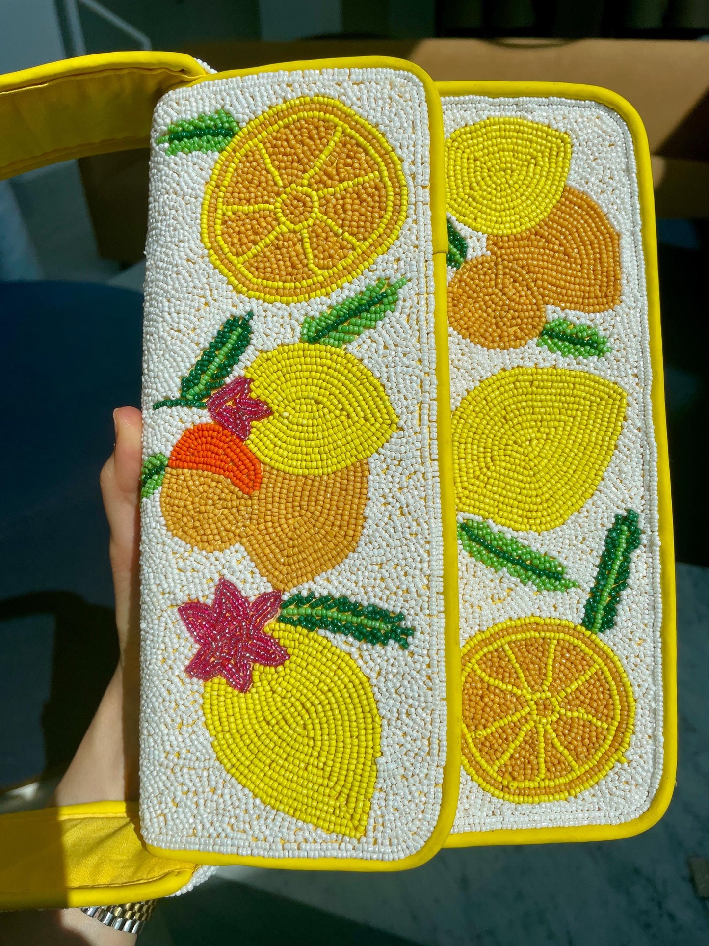 Make Lemonade Beaded Shoulder Bag