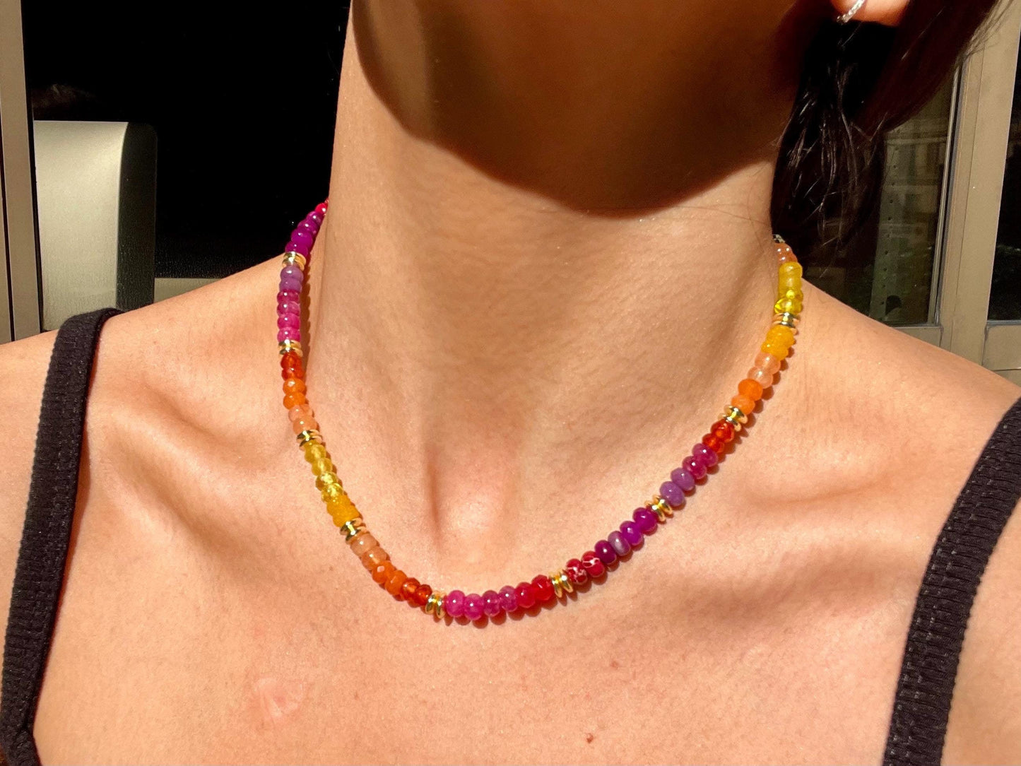 Lil Original Starburst - Rainbow Stone Beaded Necklace with 14K GF Engancer Clasp