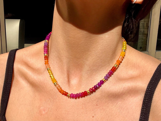 Lil Original Starburst - Rainbow Stone Beaded Necklace with 14K GF Engancer Clasp