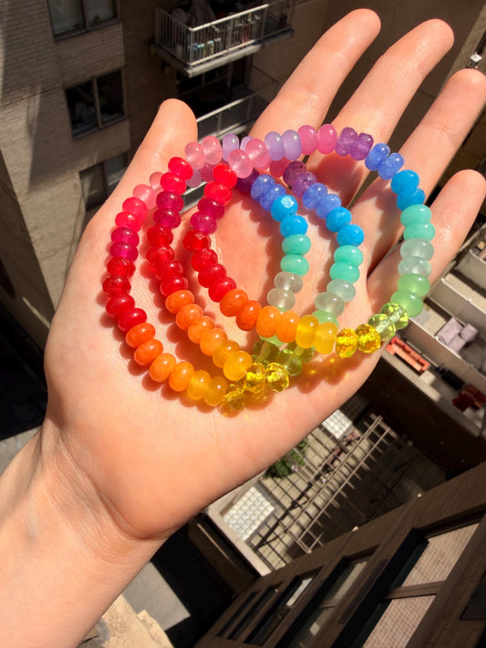 Sno Cone - Rainbow Colorblocked Gemstone Candy Bracelet