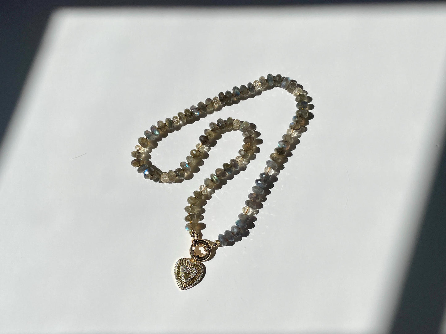 Recess on the BlackTop 2 Labradorite & Citrine Gemstone Candy Necklace with 14K Solid Gold Enhancer Clasp