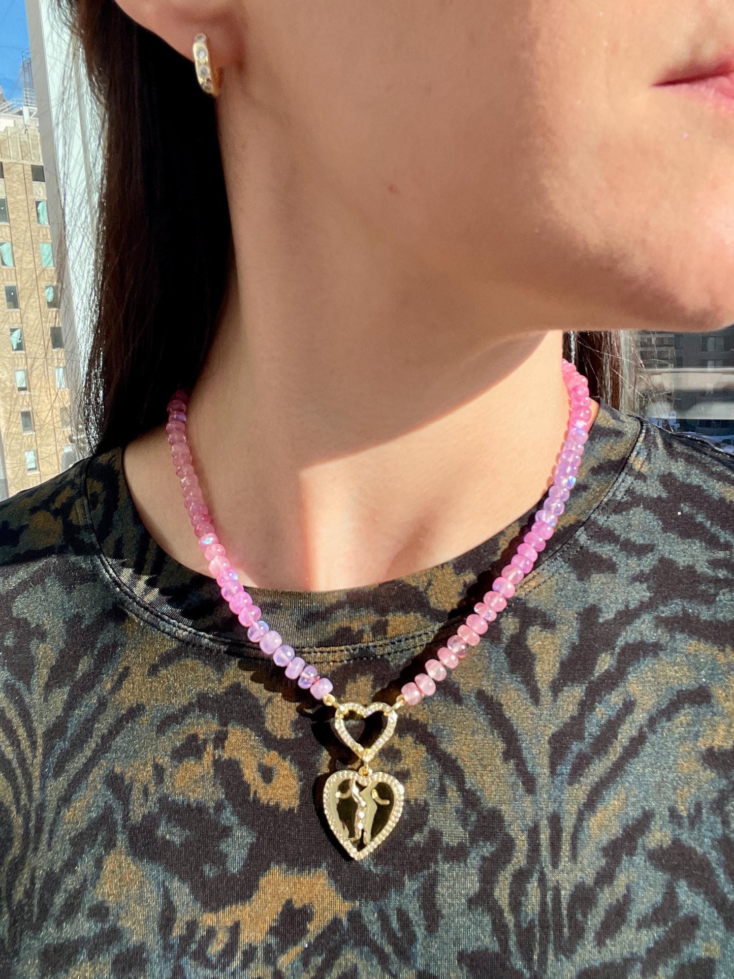 Nerds - Purle and Pink Ombre Moonstone, 14K Gold Filled Clasp, Handknotted Silk Thread