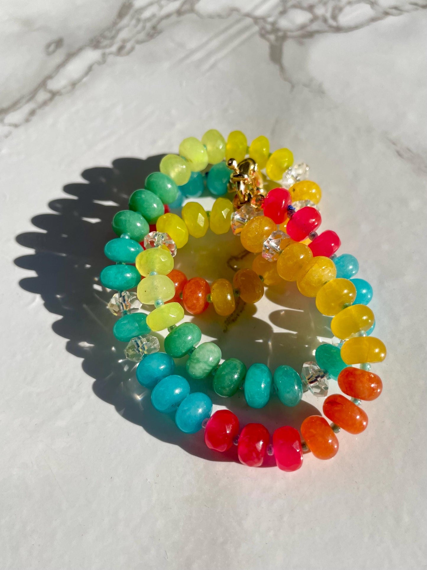 Candyland - Rainbow Stone Beaded Necklace with 14K GF Enhancer Clasp