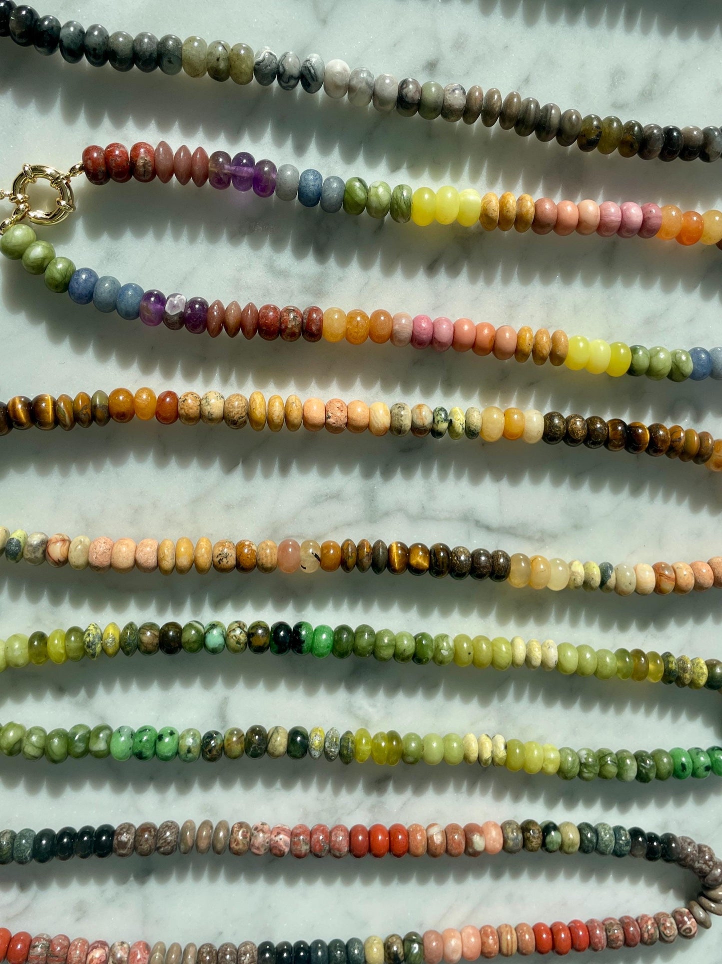 Pet Rock: Beau - Earthy Gemstone Rainbow Necklace with 14K GF Enhancer Clasp