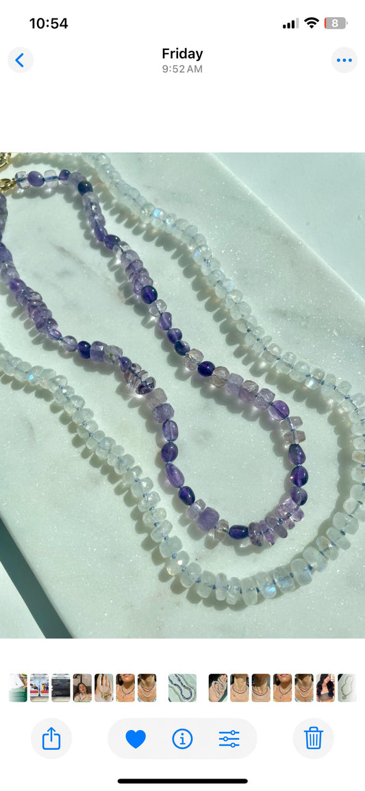 Amethyst Jigsaw Puzzle Hand Knotted Gemstone Candy Necklace