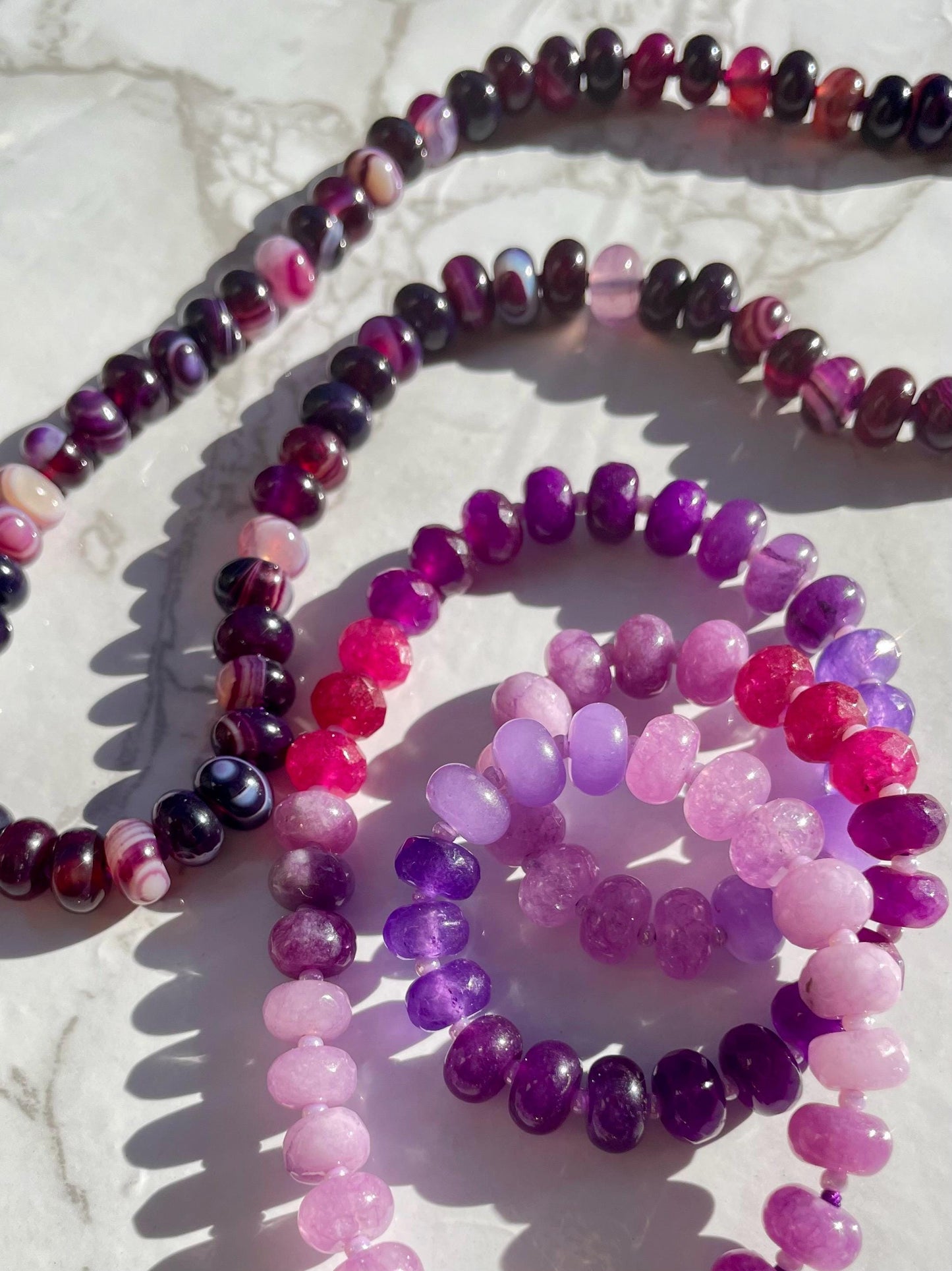Sugarplum - Purple Rainbow Stone Beaded Necklace with 14K GF Engancer Clasp