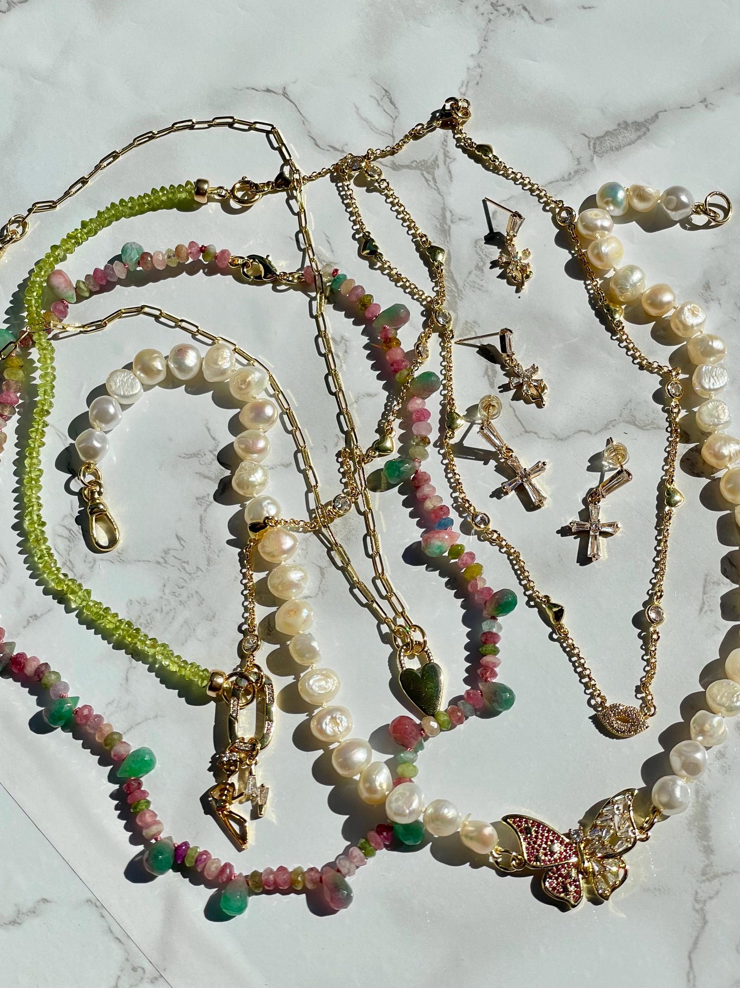 Elphie Peridot Gemstone & 14K GF Satelite Chain Necklace