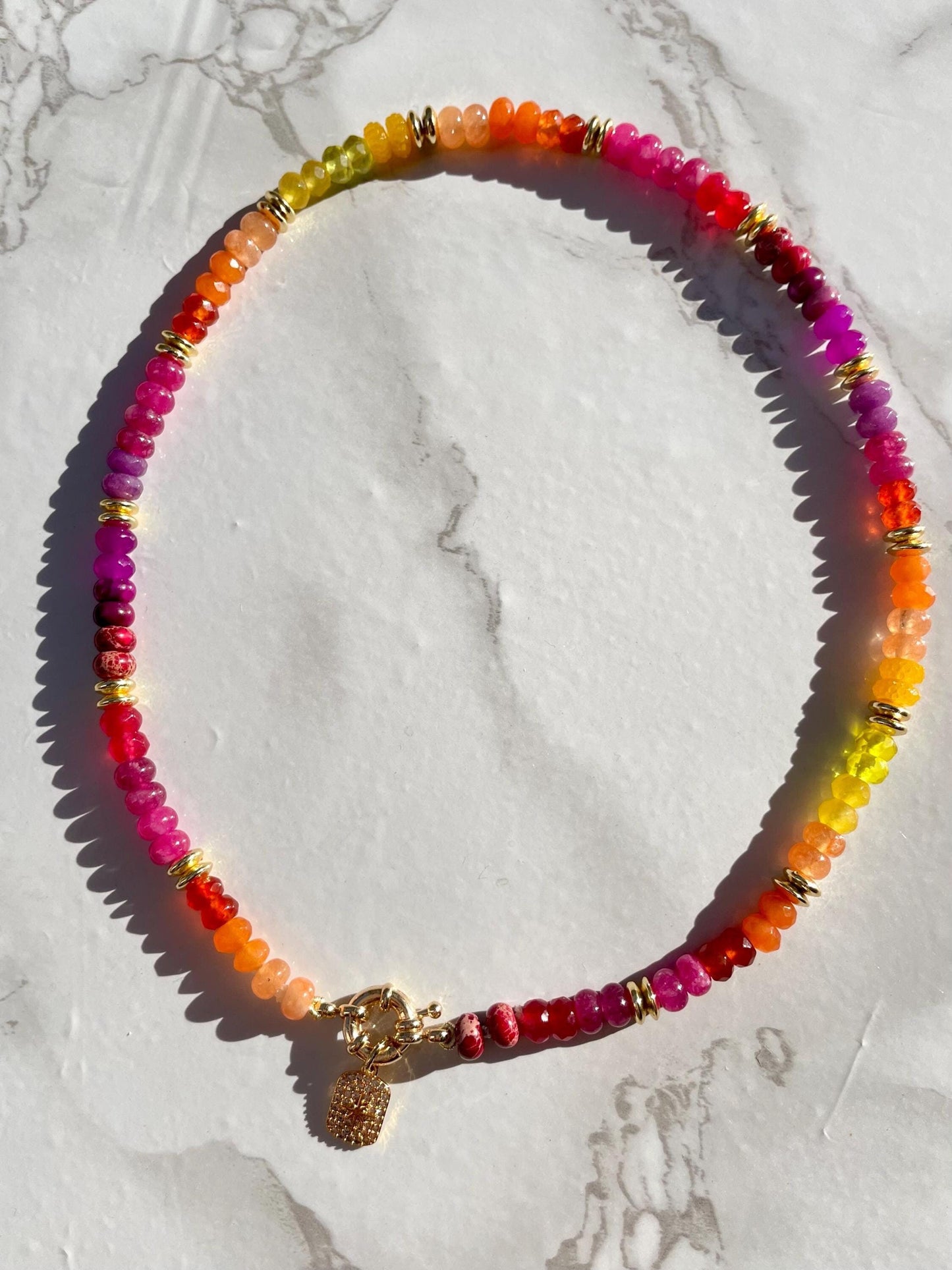 Lil Original Starburst - Rainbow Stone Beaded Necklace with 14K GF Engancer Clasp
