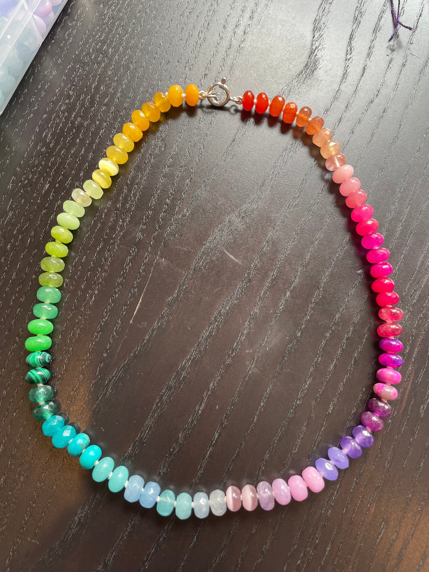 Skittles, Taste the Rainbow - Hand Knotted Gemstone Candy Necklace
