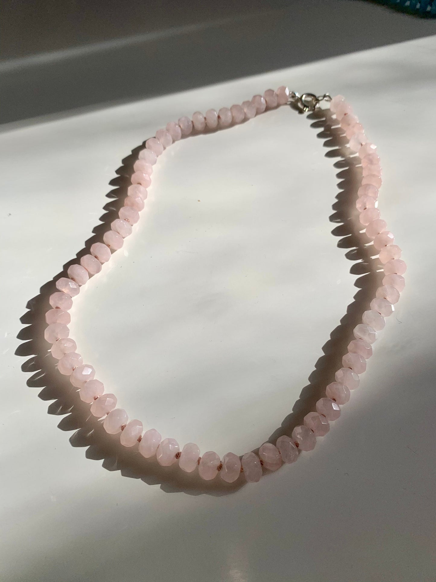 Hand Knotted | ‘Country Time Pink Lemonade’ Rose Quartz Candy Necklace | Sterling Silver | 17.5”