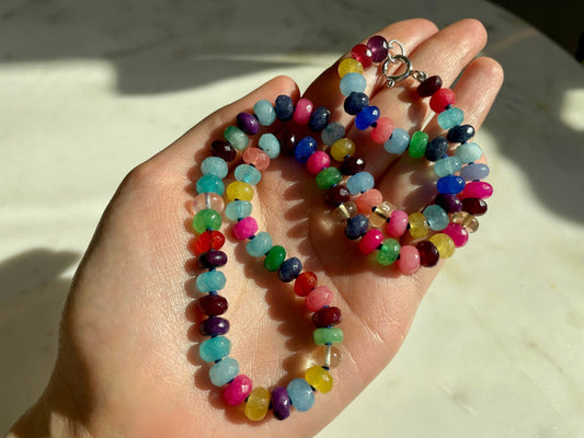 Girl Scout Camp 19” Hand Knotted Gemstone Candy Necklace