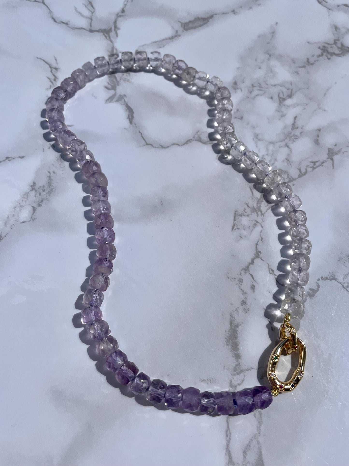 Big Rock Candy Ombre Mountain - Hand Knotted Amethyst Gemstone Necklace
