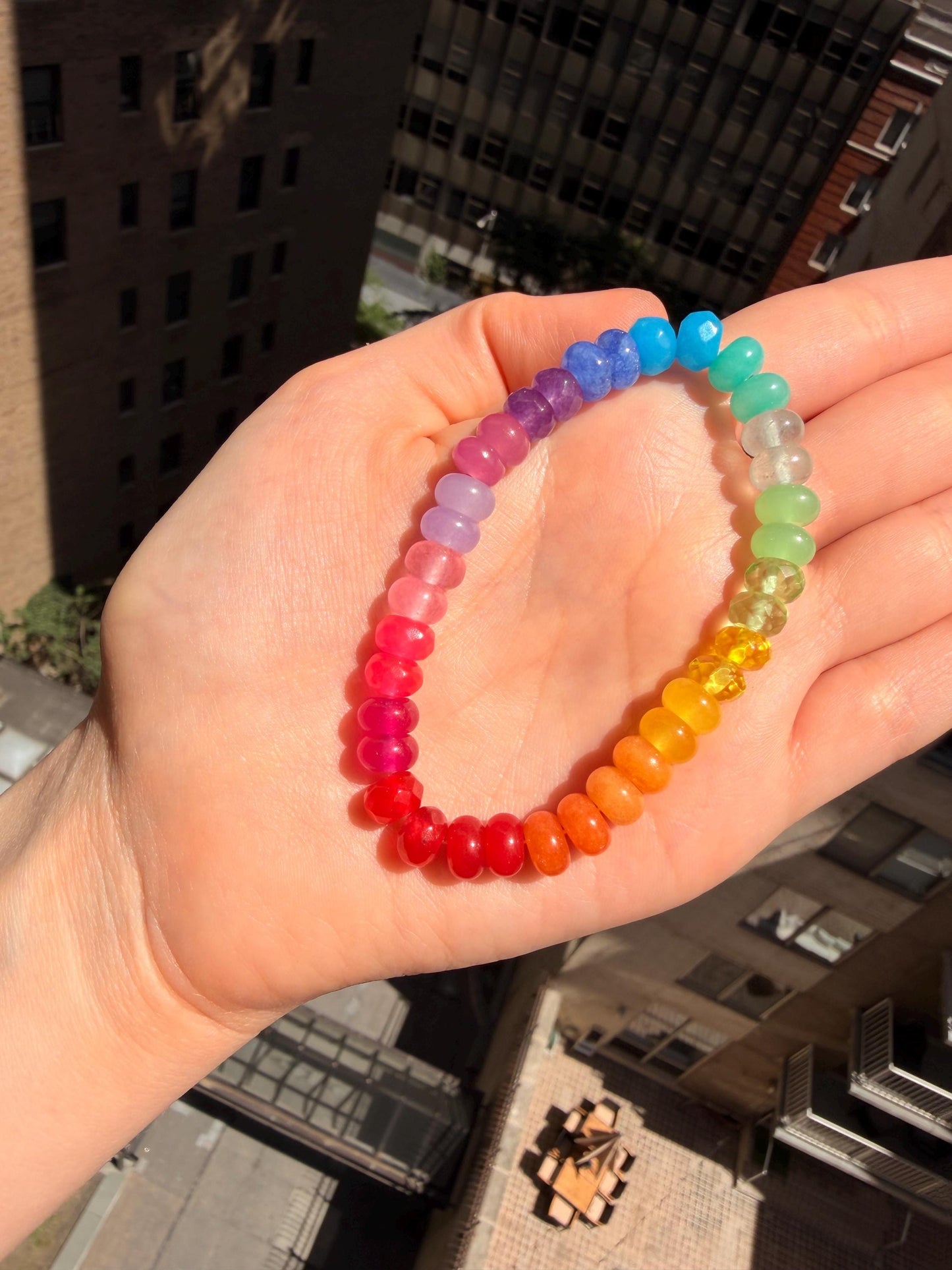 Sno Cone - Rainbow Colorblocked Gemstone Candy Bracelet
