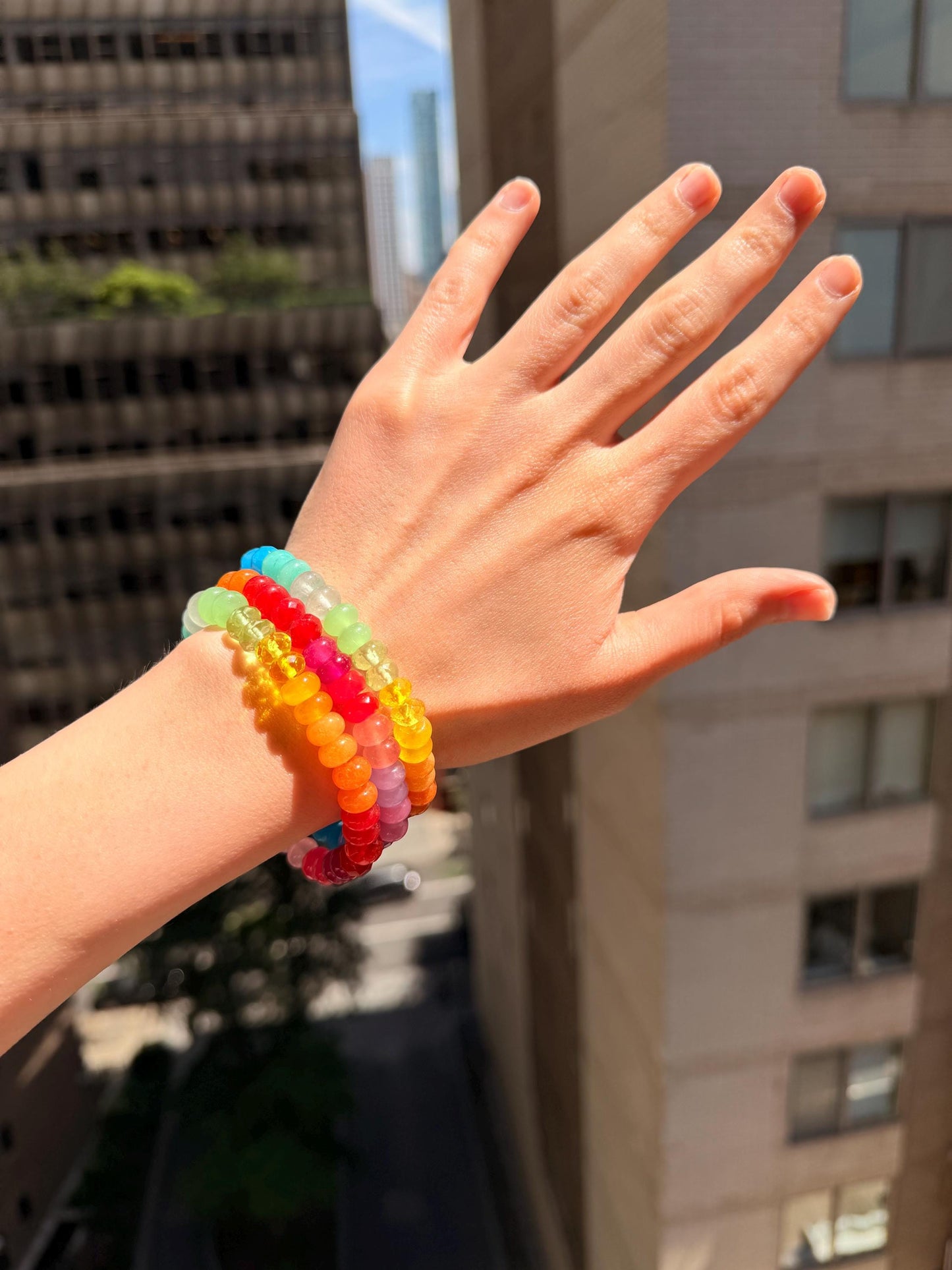 Sno Cone - Rainbow Colorblocked Gemstone Candy Bracelet