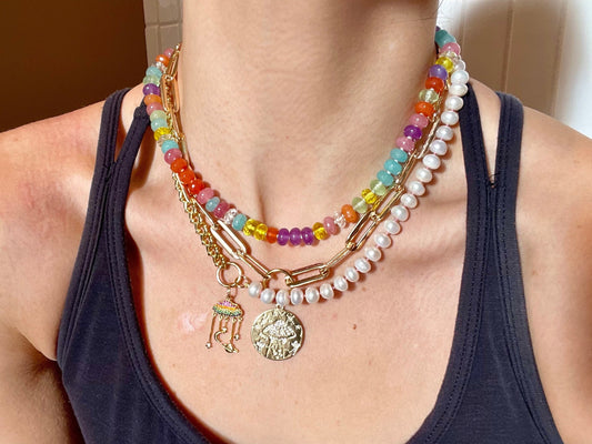 My Parade - Freshwater Pearl and Galaxy Rainbow Necklace