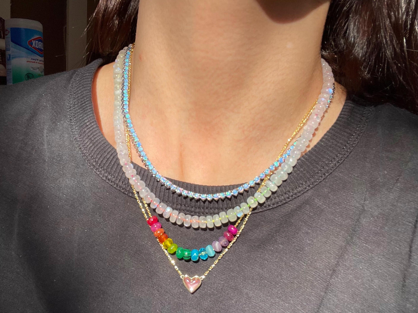 Lil Camper - Rainbow Gemstone Adjustable 14K GF Chain Necklace